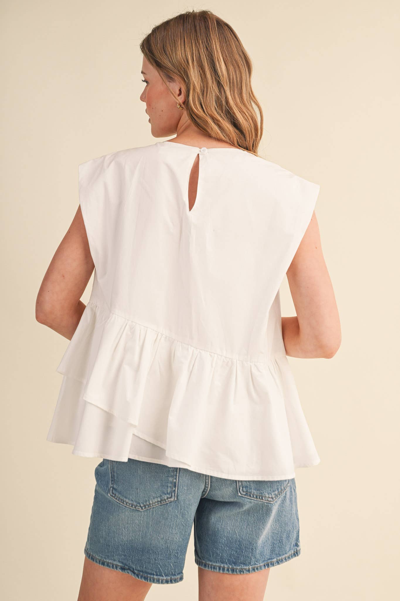 Sunday Melody Peplum Top-Off White