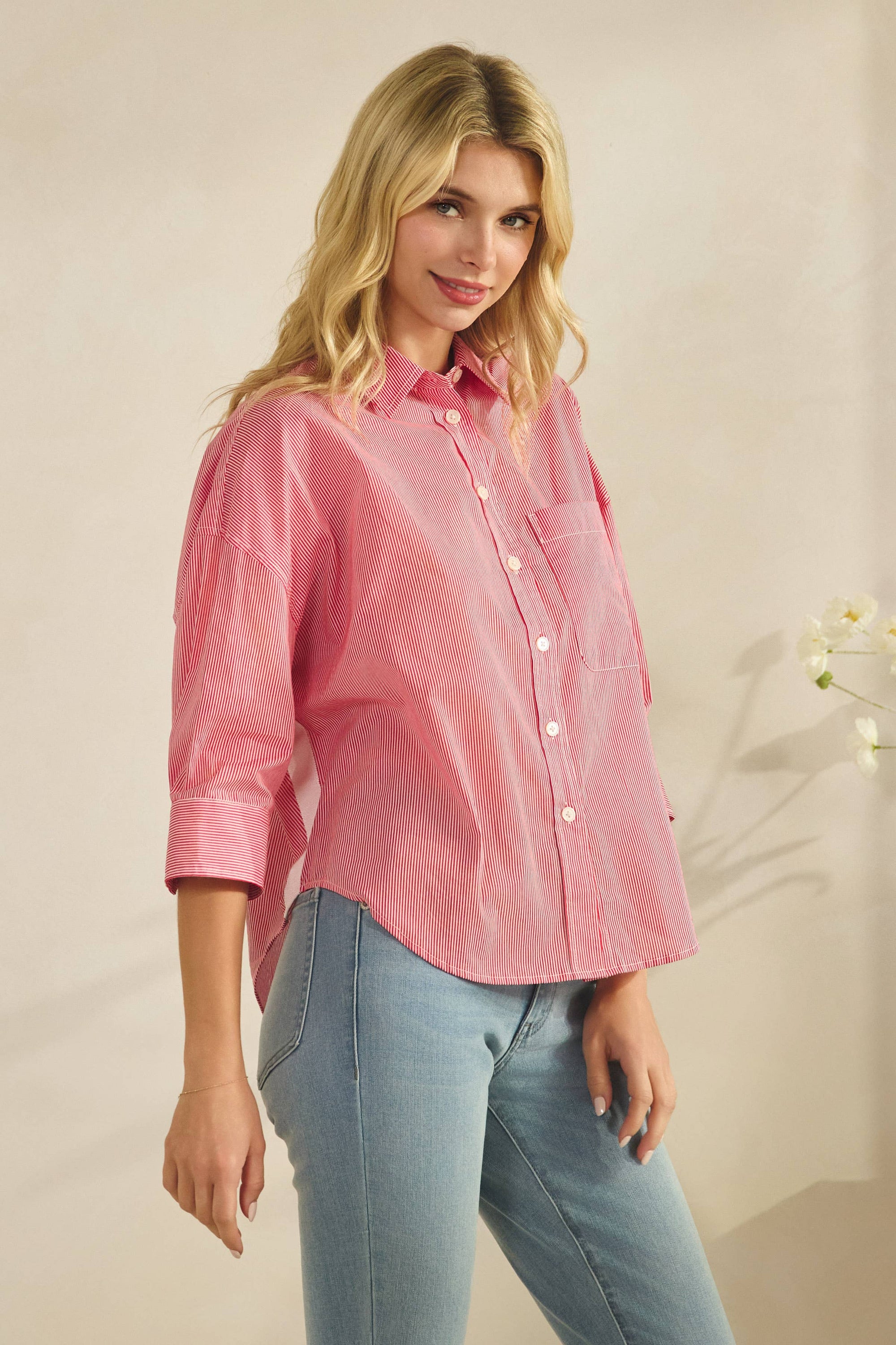 The Bellemar Striped Top- Red