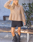 The Duchess Peplum Jacket-Tan