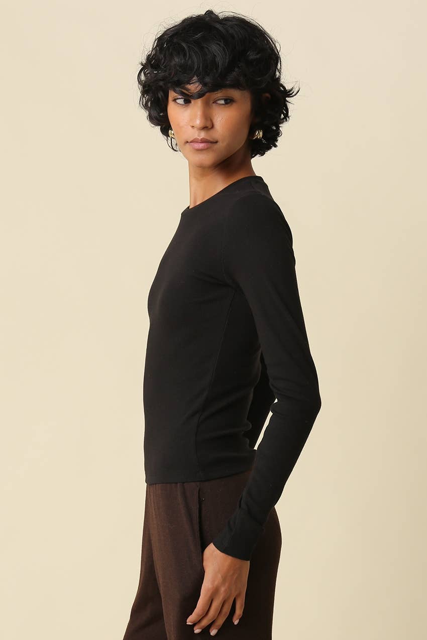 Cool Enough Crew Neck Top-Black