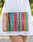 Rainbow Metallic Stripe Clutch Bag