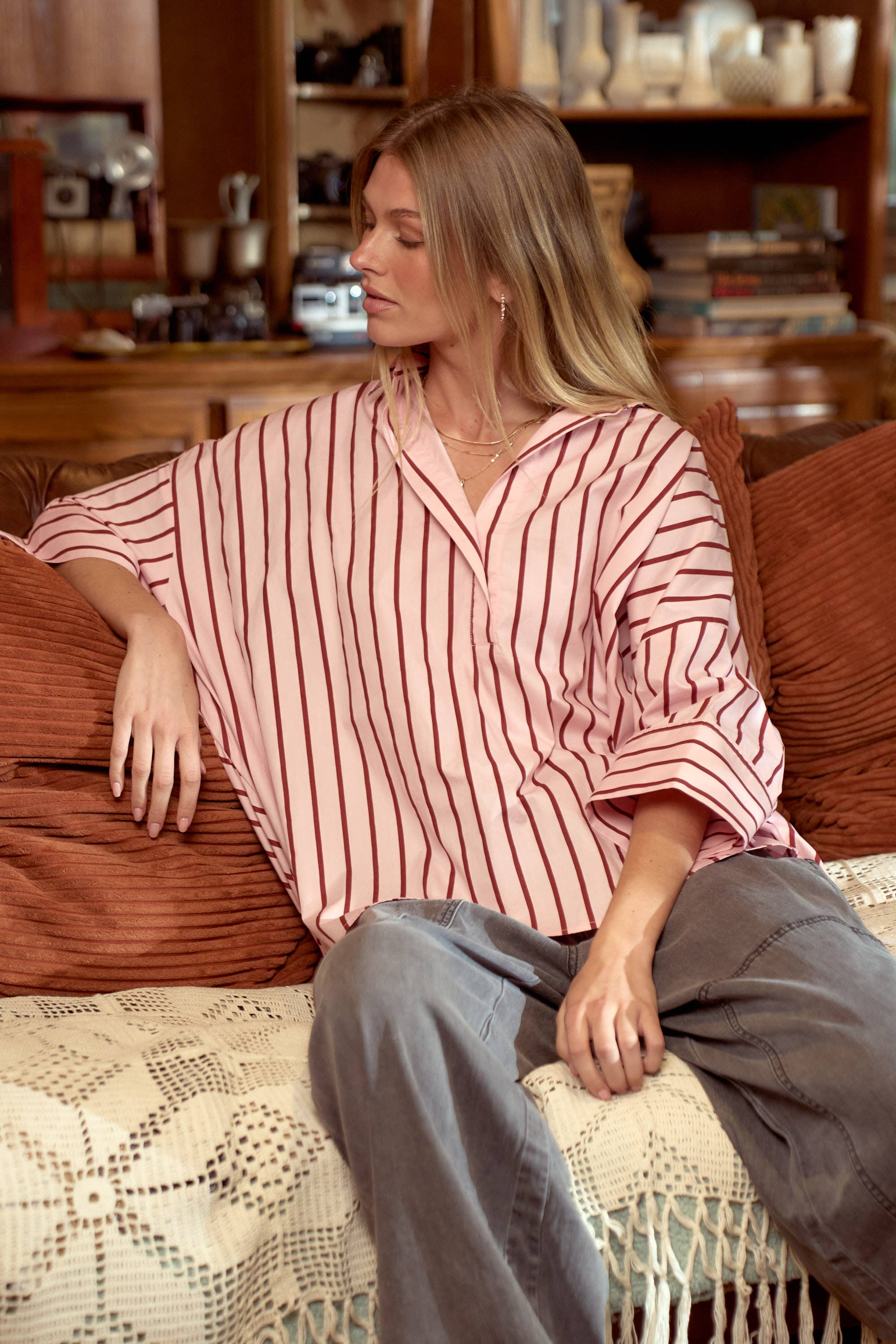 Happy Heart Oversized Striped Top