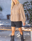 The Duchess Peplum Jacket-Tan