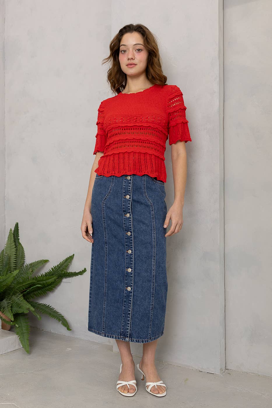 Crochet Crush Top-Scarlet Red