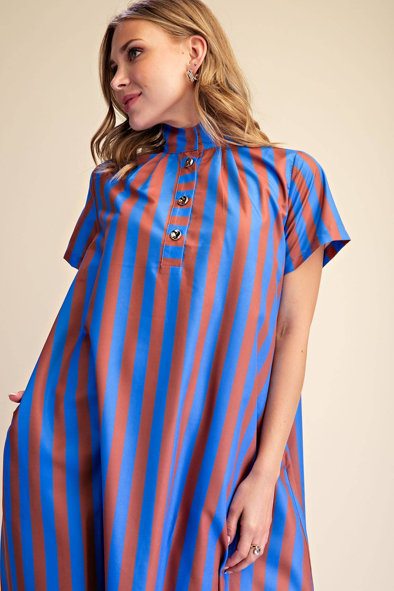 The Iconic Stripe Midi Dress-Royal