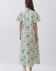 Peacock Puff Sleeve Midi Dress