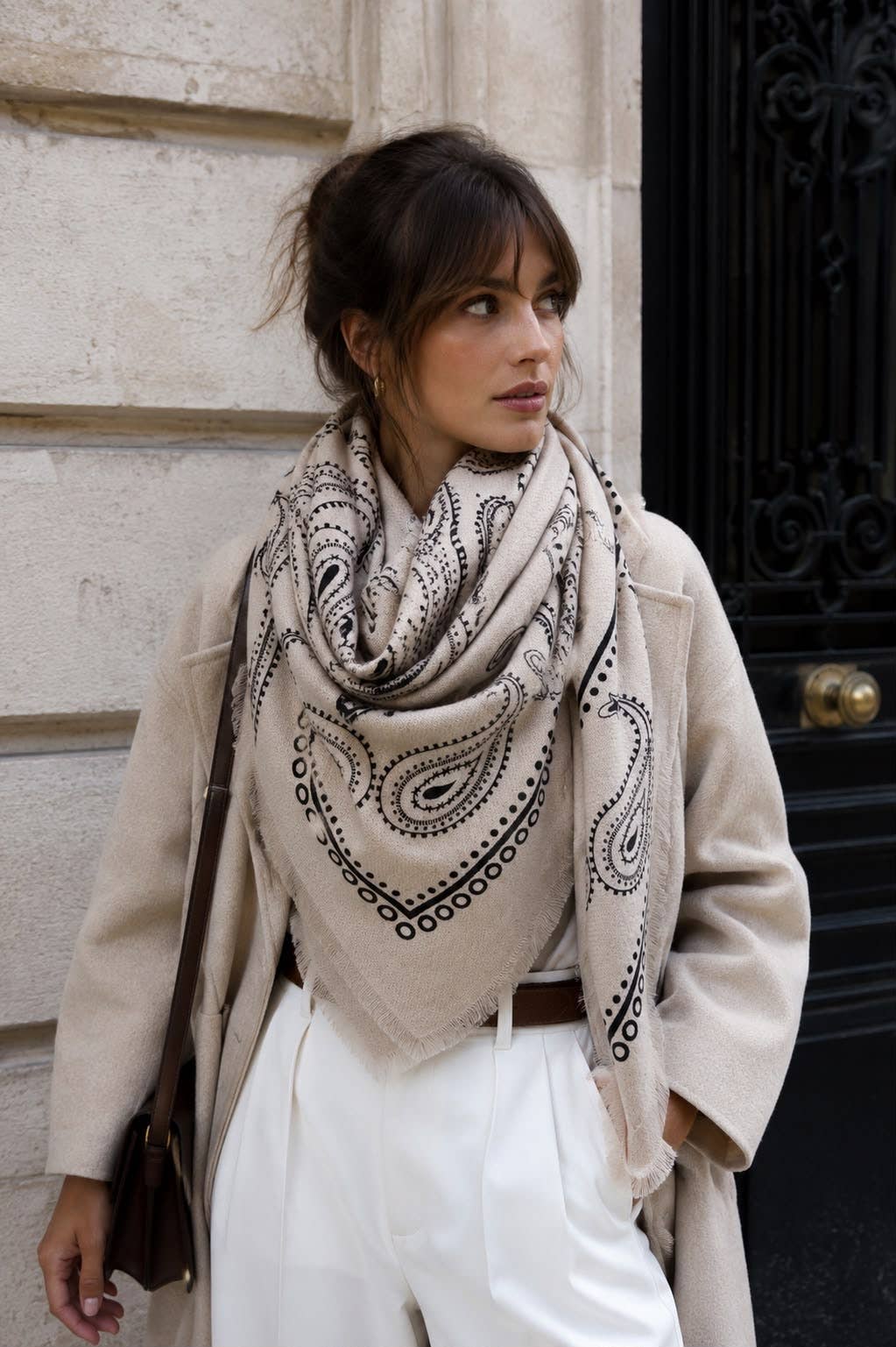 Old Town Paisley Scarf-Taupe