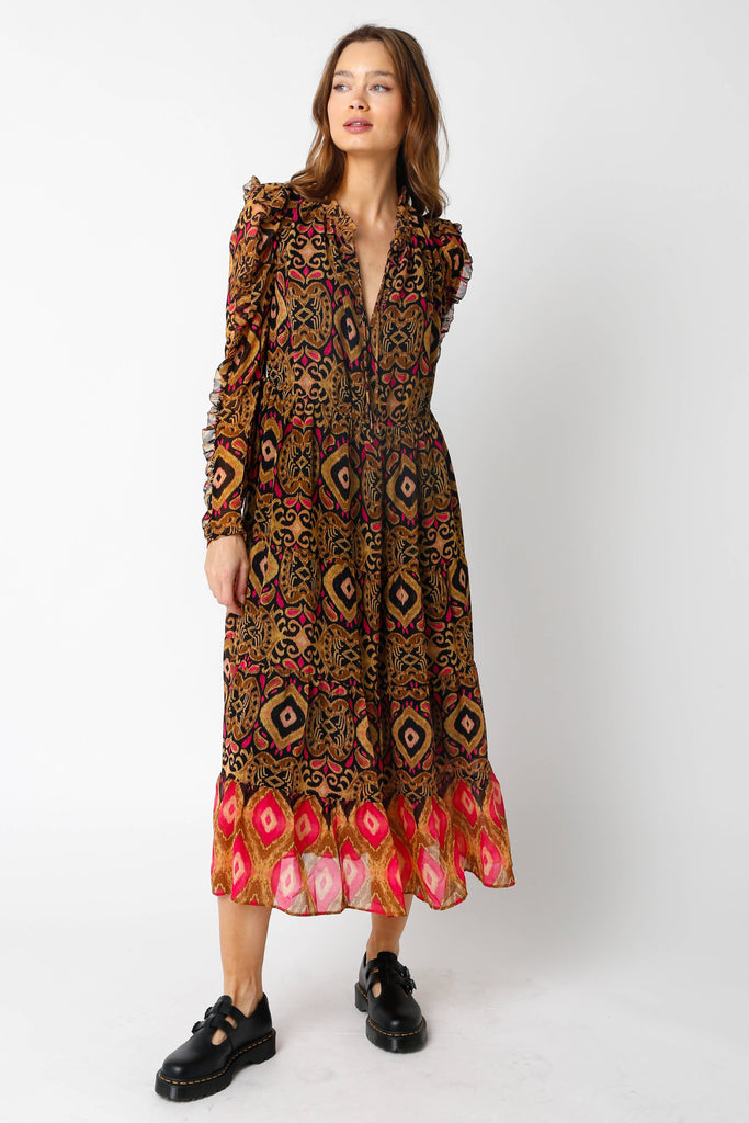 Evie Geometric Midi Dress