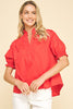 My Type Poplin Top-Red