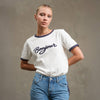 Bonjour Embroidered Ringer Tee