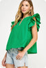 Kind Eyes Poplin Top-Emerald