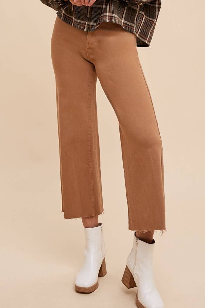 Easy Does It Cropped Jeans-Mocha