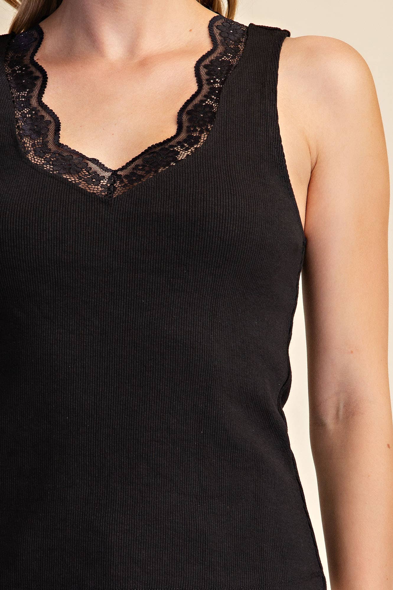 Florence Lace Tank- Black