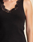 Florence Lace Tank- Black
