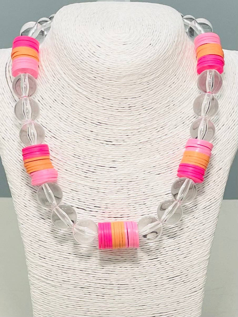 Sunset Moment Acrylic Necklace-Pink/Orange