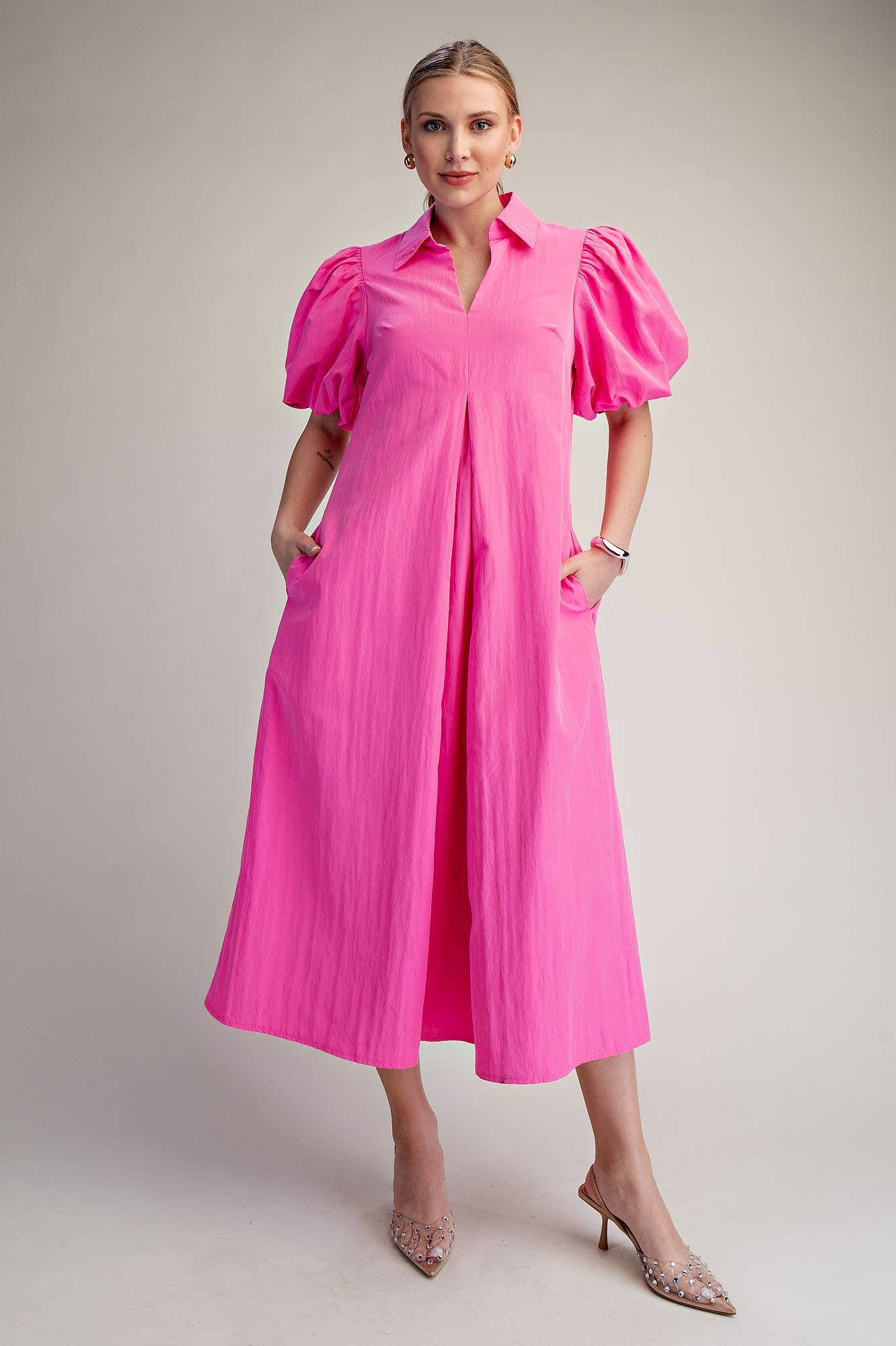 Love Story Midi Dress-Hot Pink