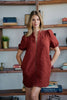 Dynamic Details Jacquard Mini Dress-Rust