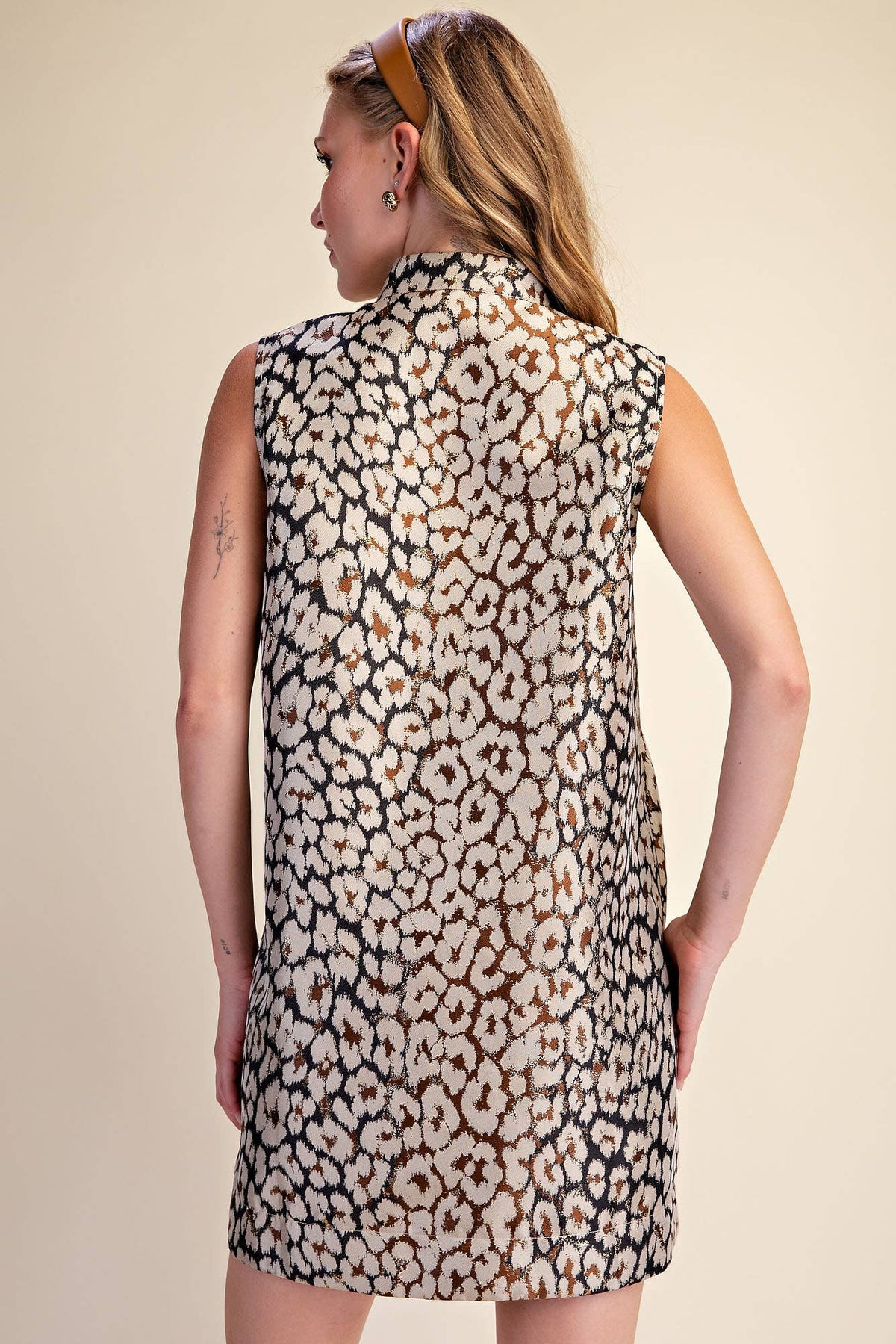 Huntress Jacquard Mini Dress-Taupe