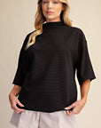 Old Mill Mock Neck Top-Black
