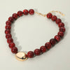 Polished Beaded Statement Necklace-Wine