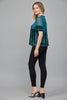 Soft Velvet Vibes Applique Top-Teal Green