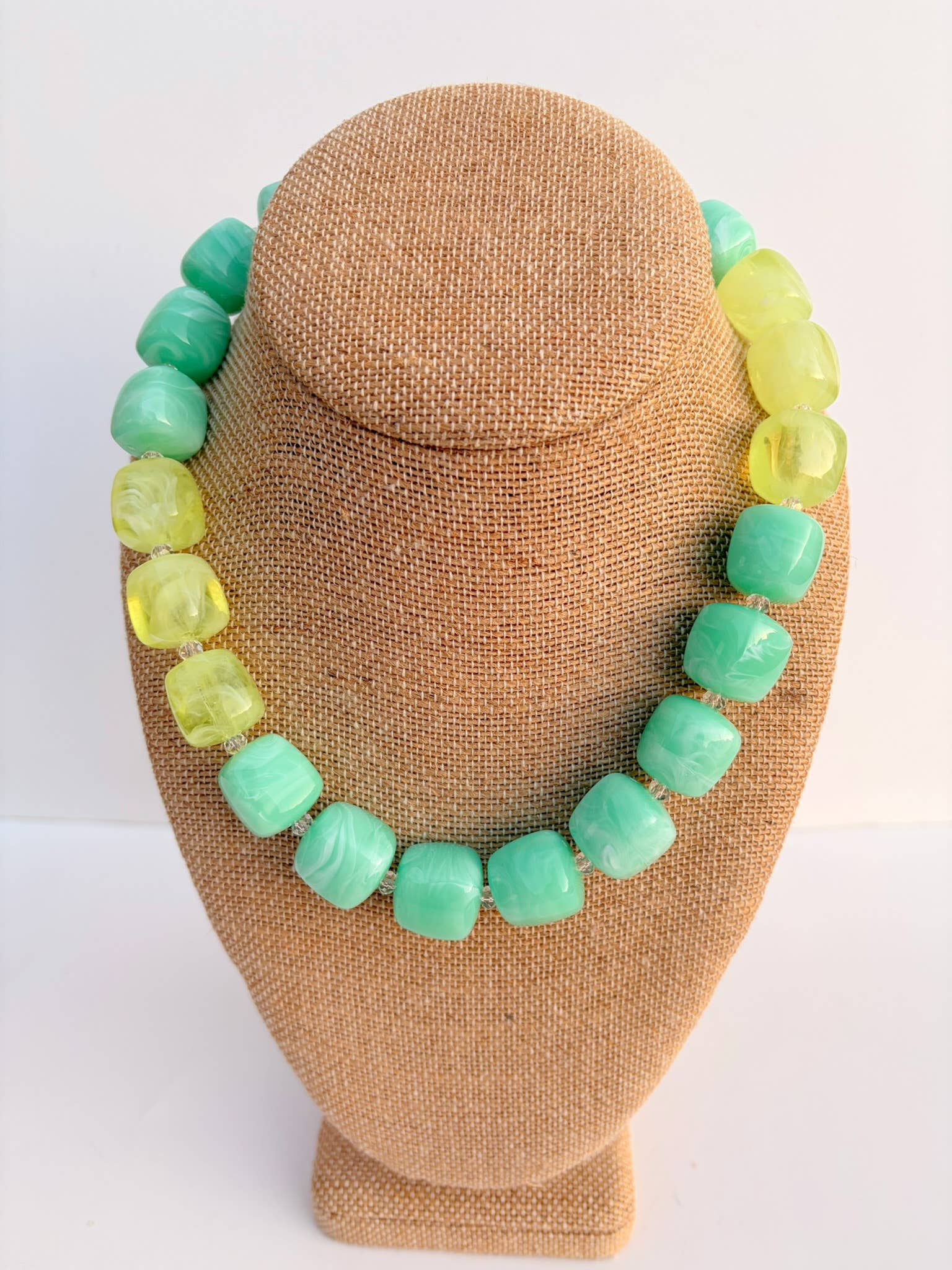 Shades of Green Cube Bead Necklace