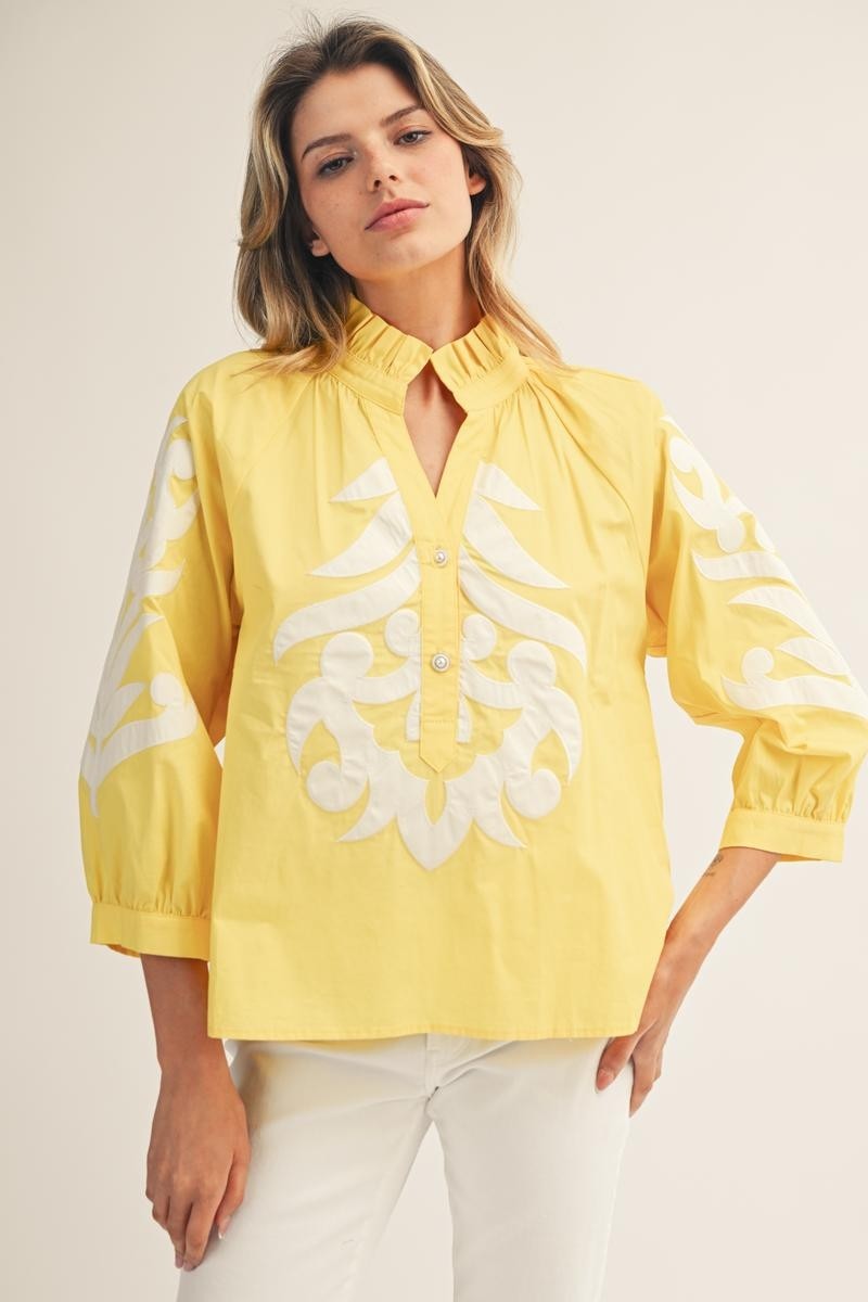 Blush Peony Top-Yellow