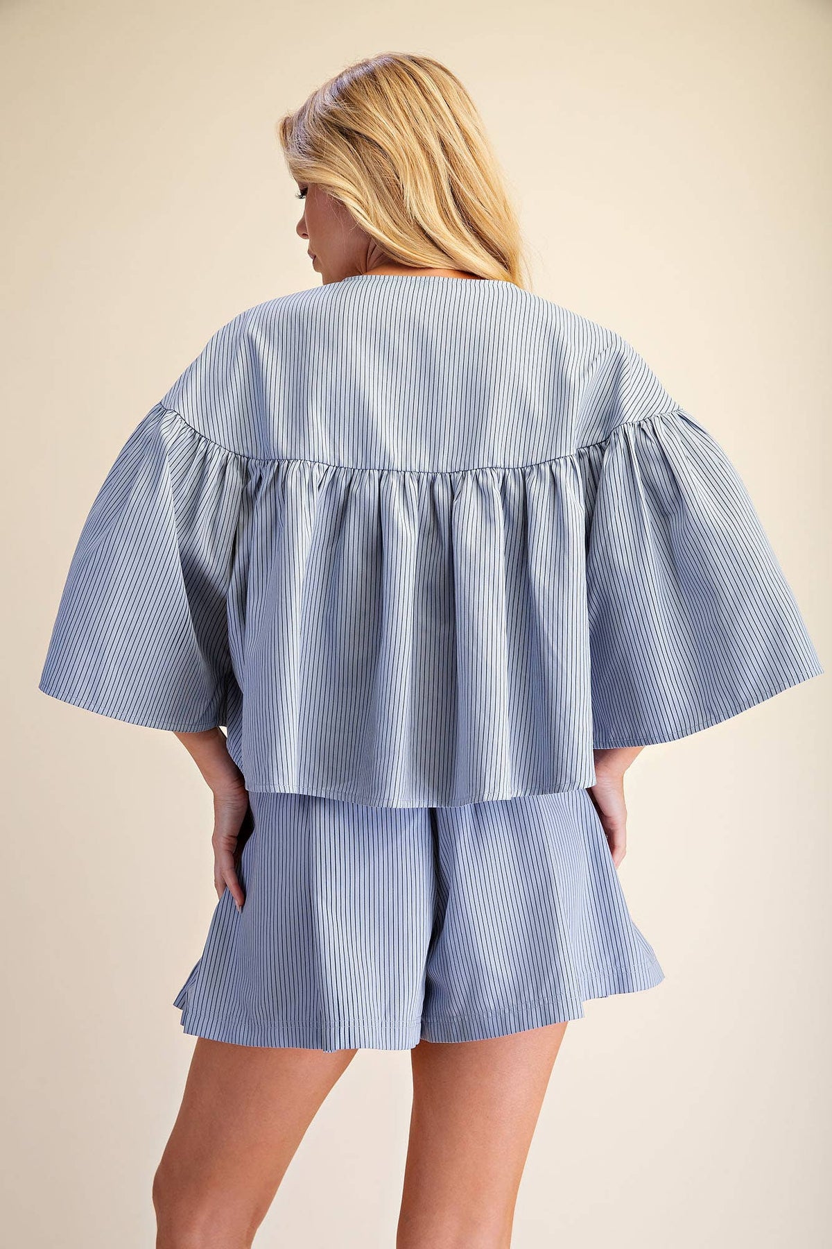 Swing Cape Stripe Top-Slate