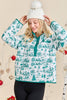 Christmas Toile Printed Quilted Jacket-Hunter Green