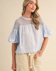 Sheer Romance Bubble Top-Sky Blue
