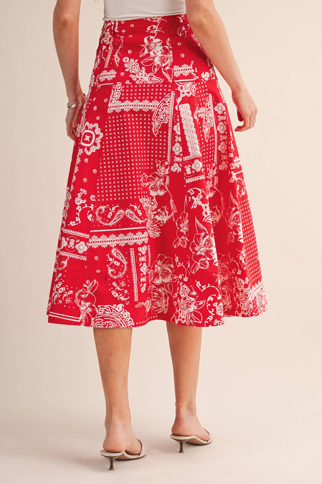 Rope Me In Midi Skirt-Red