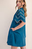 Countryside Mornings Mini Dress-Teal