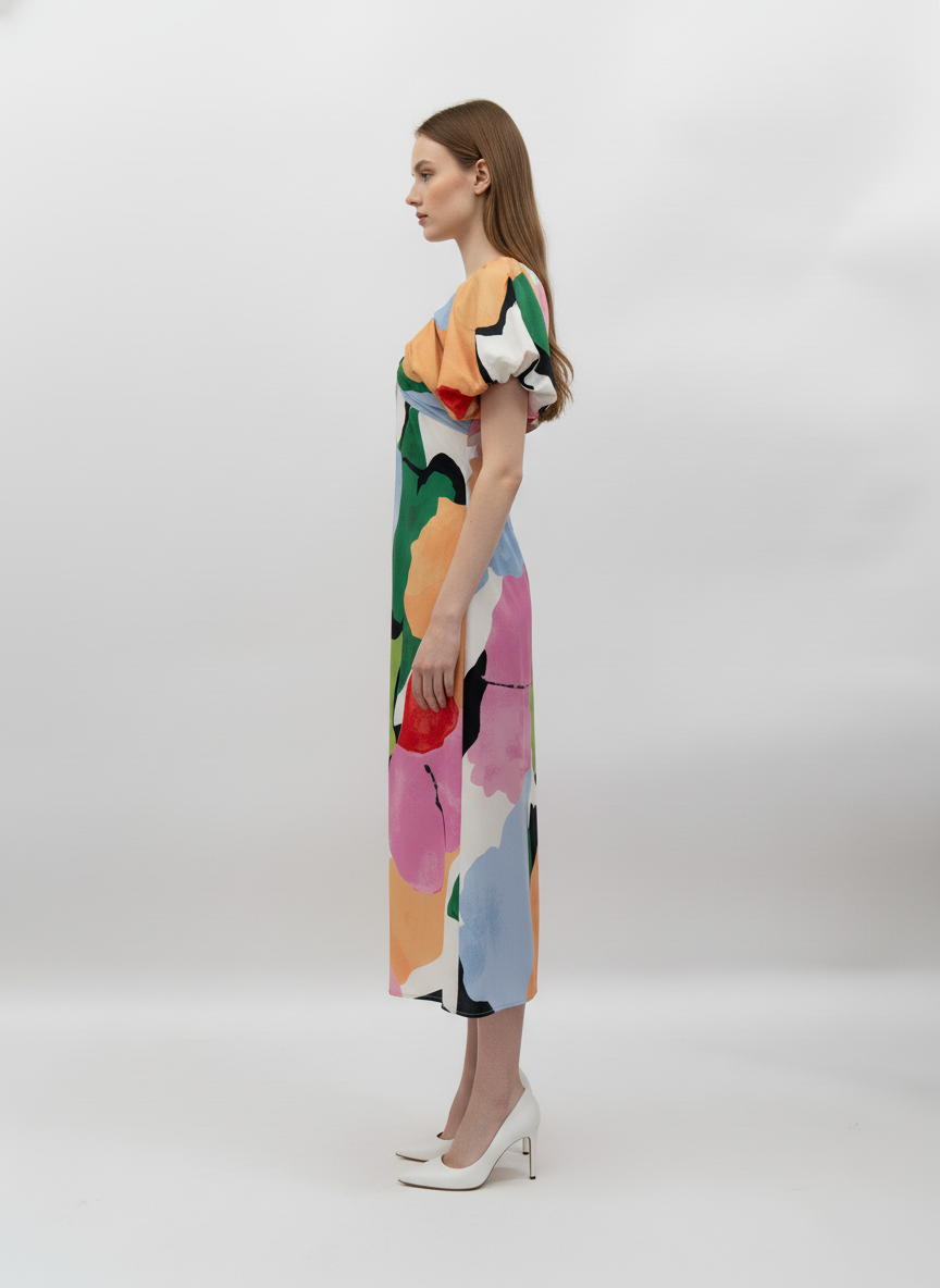Monaco Puff Sleeve Maxi Dress