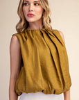 Estelle Pleated Balloon Top-Mustard