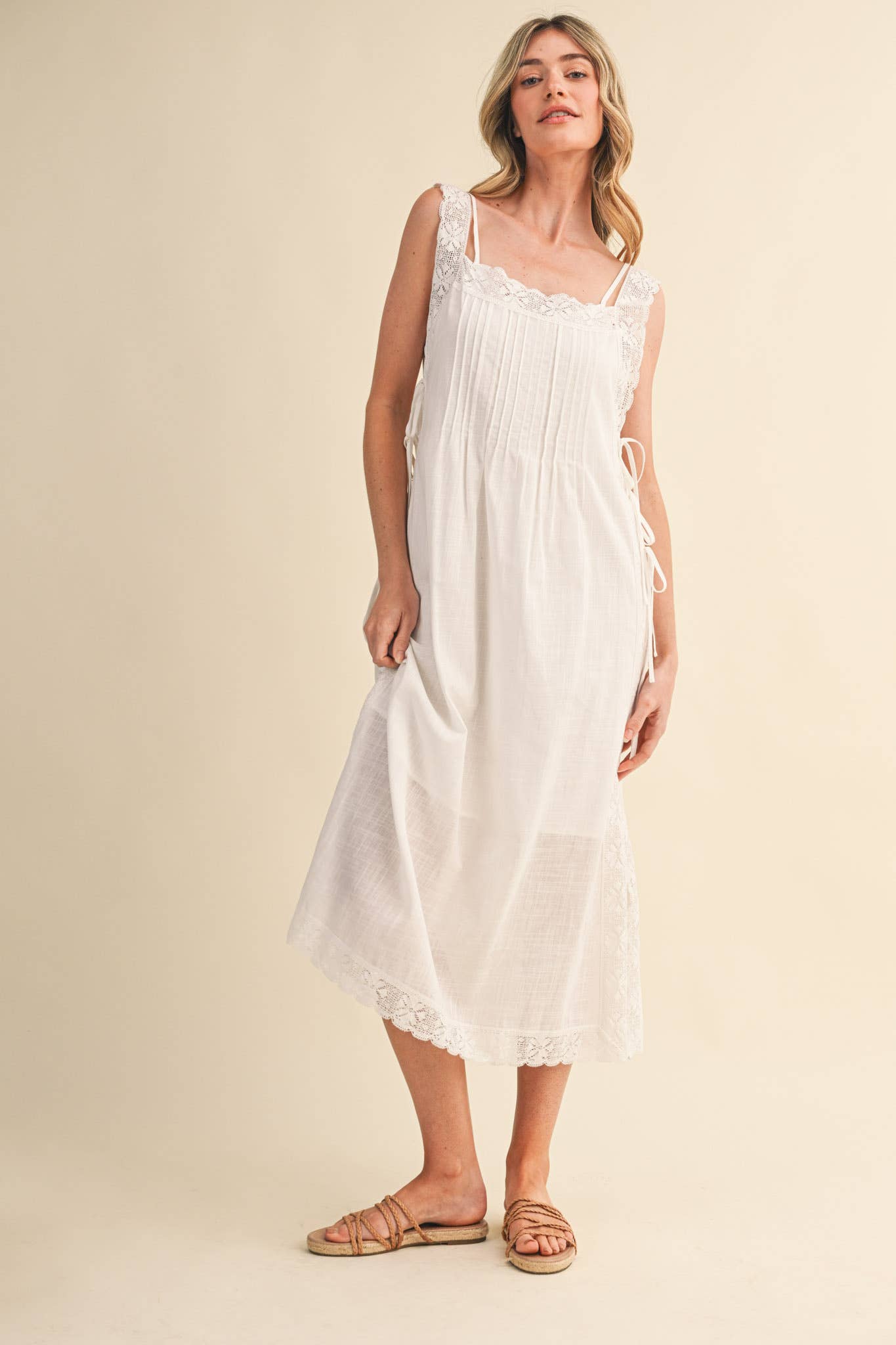 PREORDER: Fleur Romance Midi Dress-Off White