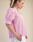 Sweetheart Puff Sleeve Top-Pink
