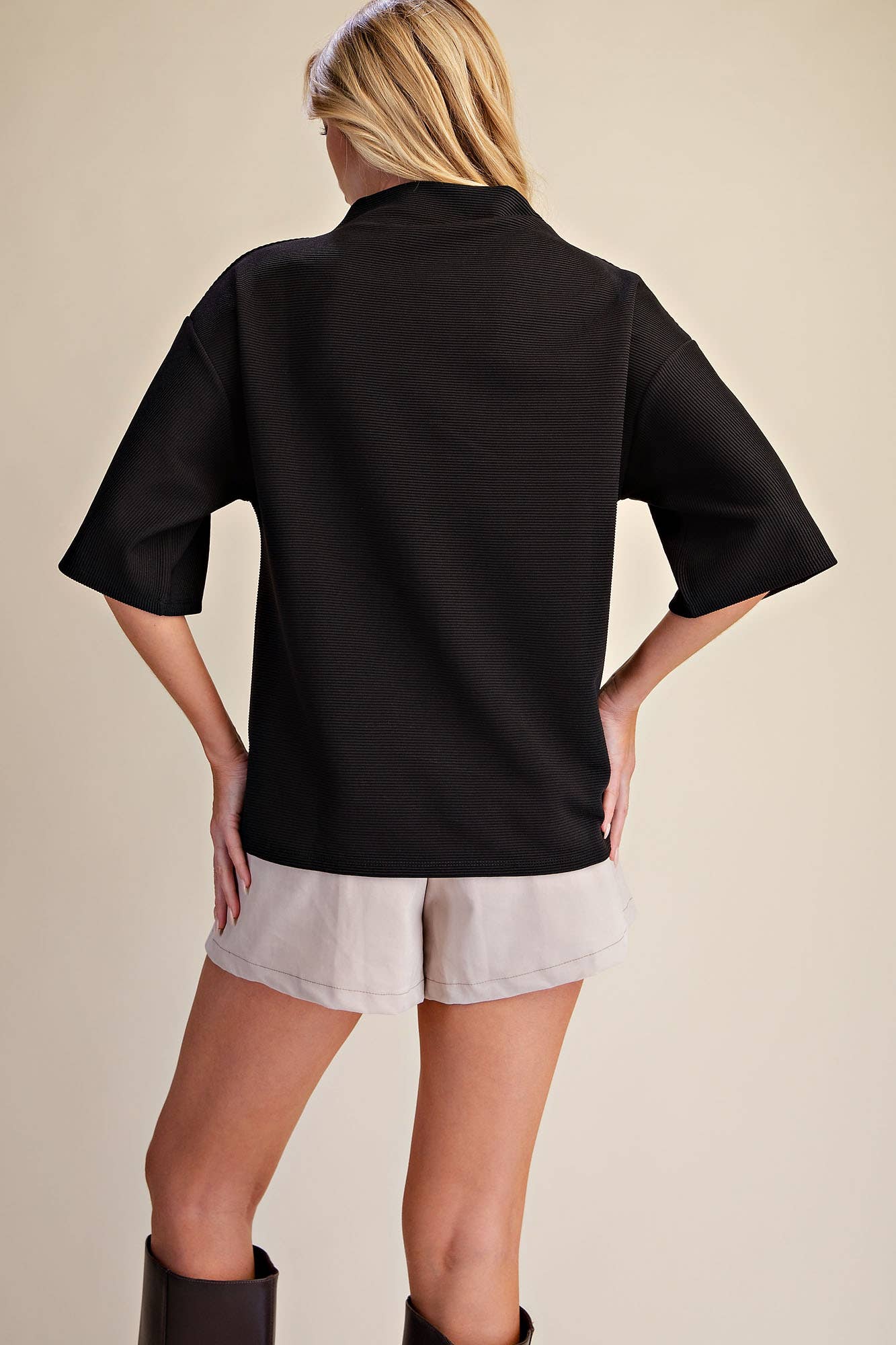 Old Mill Mock Neck Top-Black