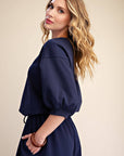 Eleanor Bubble Sleeve Sweatshirt-Navy