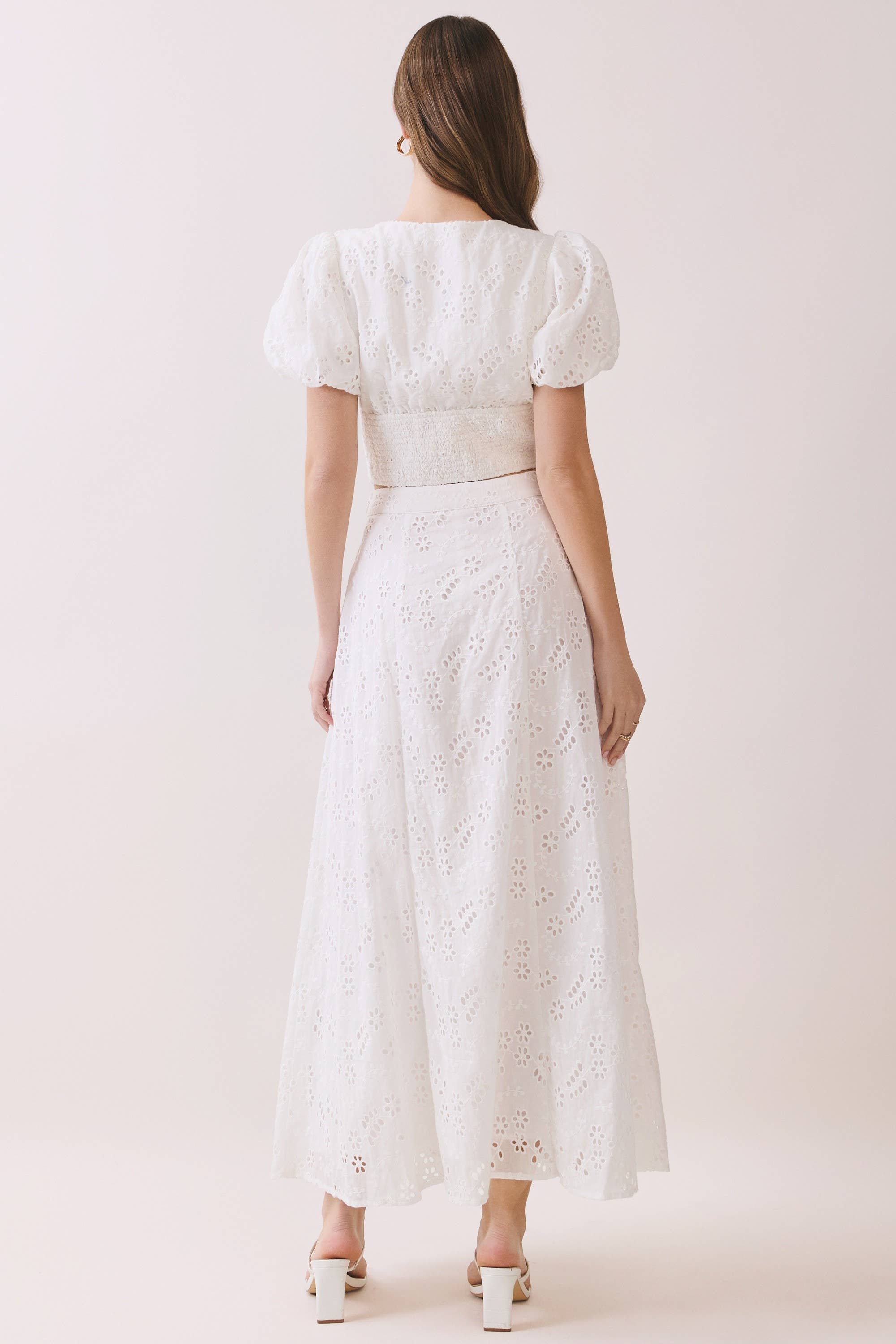 Ashton Eyelet A Line Midi Skirt