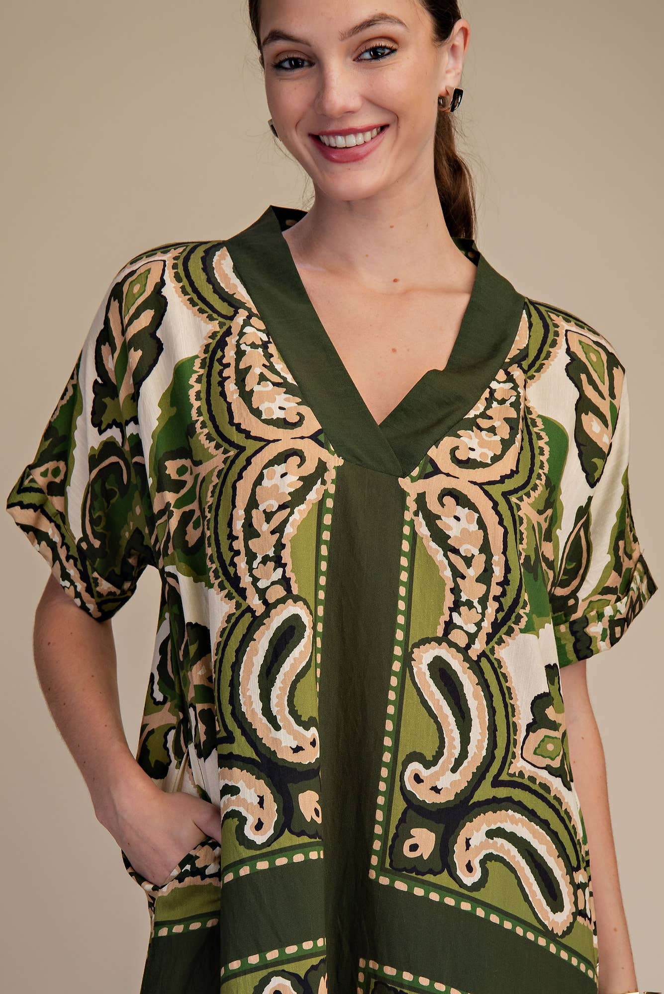 The Marbella Paisley Maxi Dress-Olive