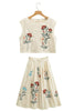 Picking Flowers Embroidered Skirt Set