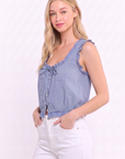 Vintage Grace Embroidered Top-Dusty Blue