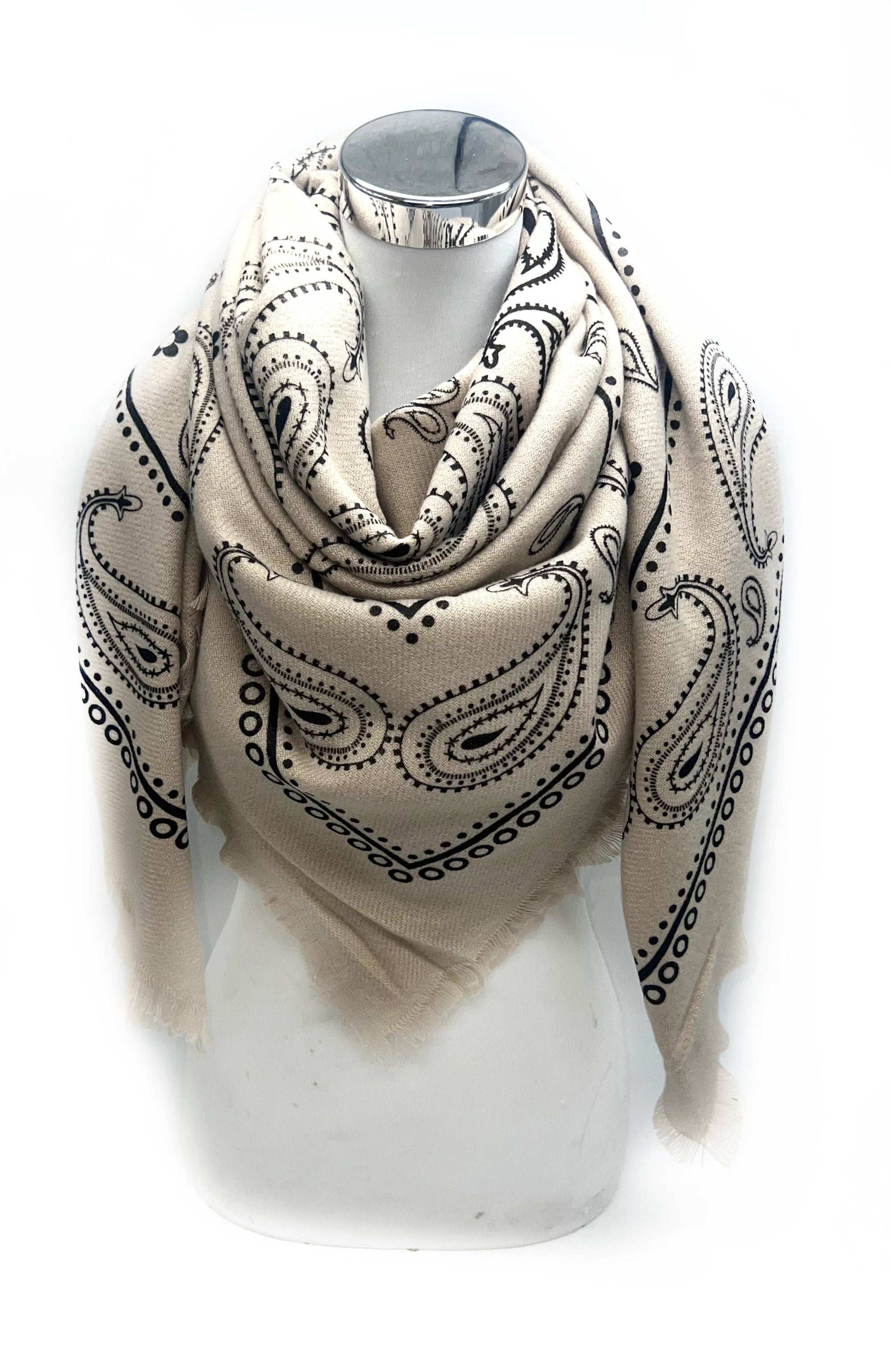 Old Town Paisley Scarf-Taupe