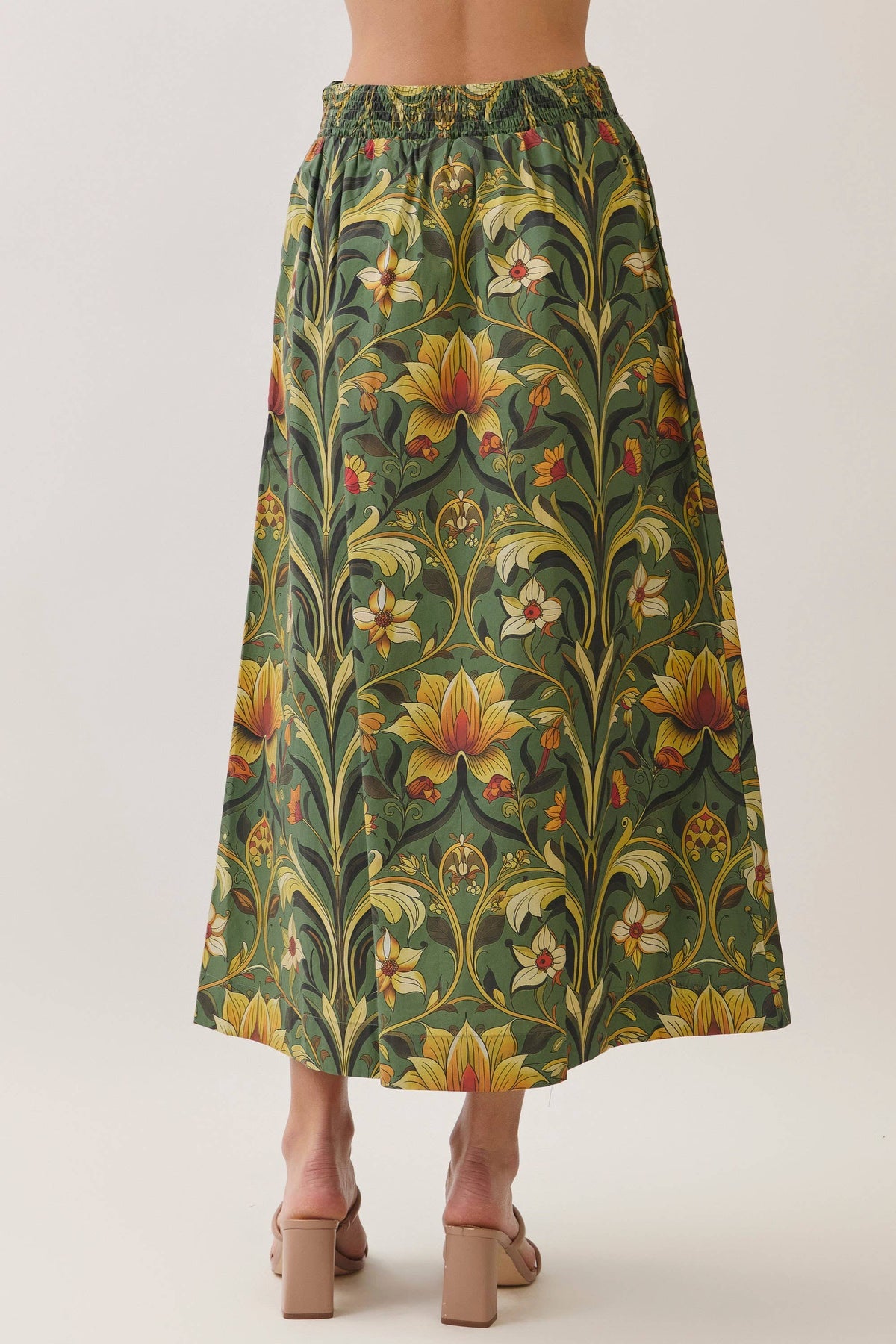 Fleur De Jardin Maxi Skirt-Olive