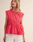 Sunday Melody Peplum Top-Teaberry