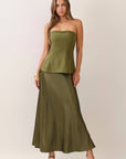 Satin Siren Maxi Dress-Olive