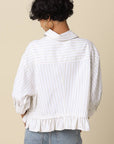 Mattie Striped Ruffle Hem Top-Khaki