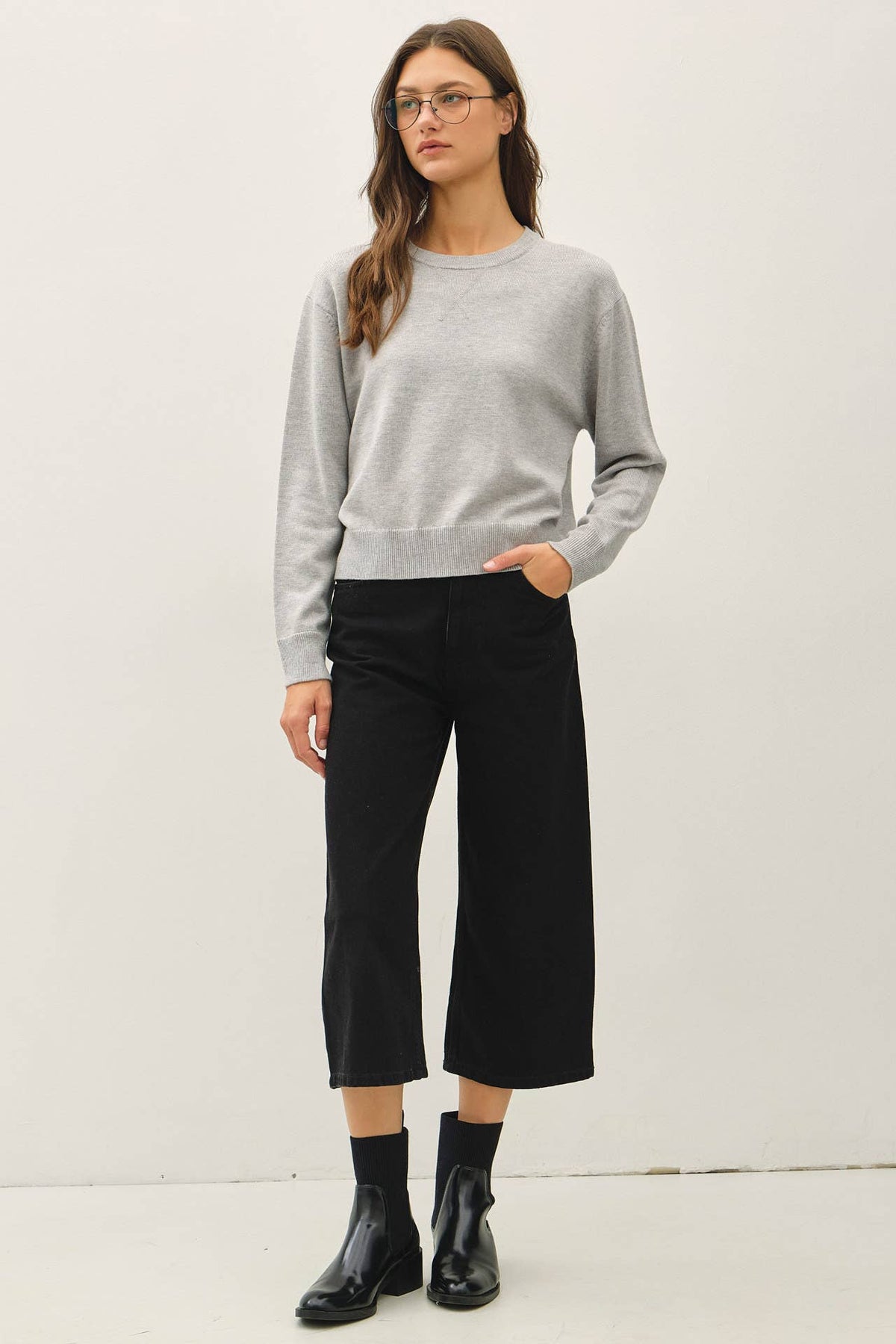Feel At Ease Sweater-Heather Gray