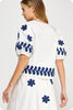 Cherry Blossom Embroidered Top-Off White/Navy
