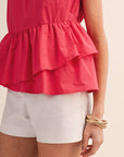 Sunday Melody Peplum Top-Teaberry
